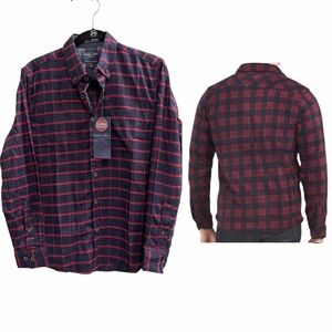 NWT NICKEL & IRON Flannel Button Down Shirt Red Blue Size Small